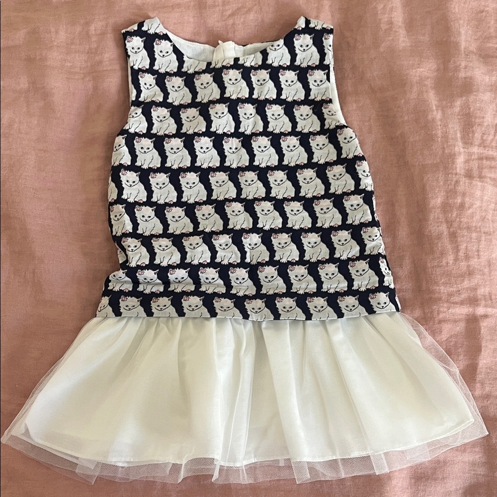 Charabia Black & White Kitten Print Party Dress